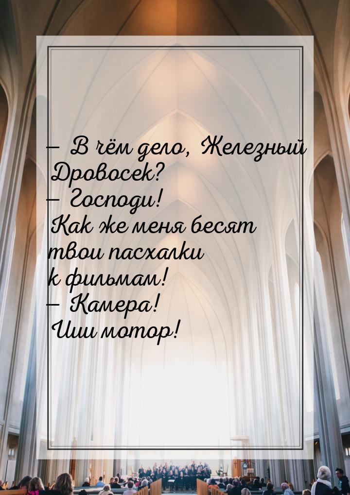  В чём дело, Железный Дровосек?  Господи! Как же меня бесят твои пасхалки к 