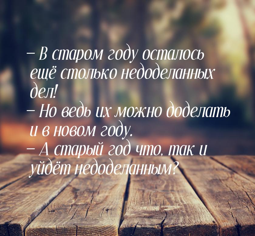  В старом году осталось ещё столько недоделанных дел!  Но ведь их можно доде