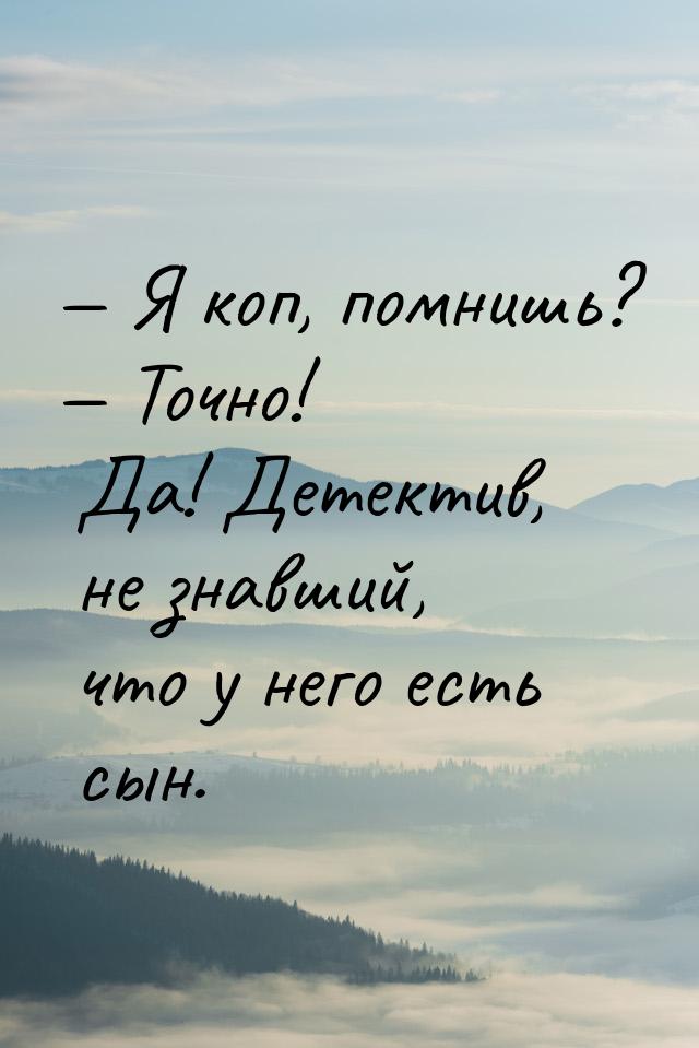  Я коп, помнишь?  Точно! Да! Детектив, не знавший, что у него есть сын.