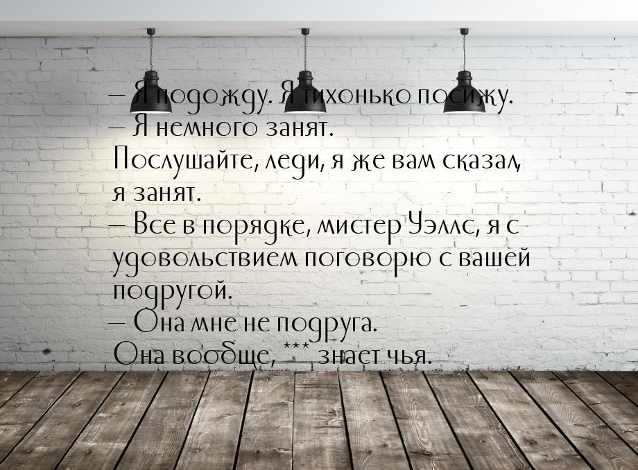  Я подожду. Я тихонько посижу.  Я немного занят. Послушайте, леди, я же вам 