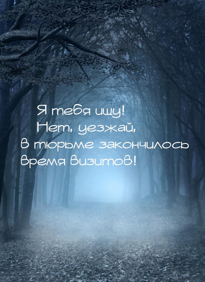  Я тебя ищу!  Нет, уезжай, в тюрьме закончилось время визитов!