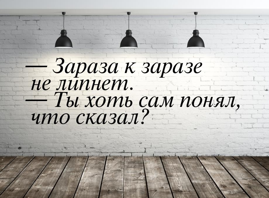  Зараза к заразе не липнет.  Ты хоть сам понял, что сказал?