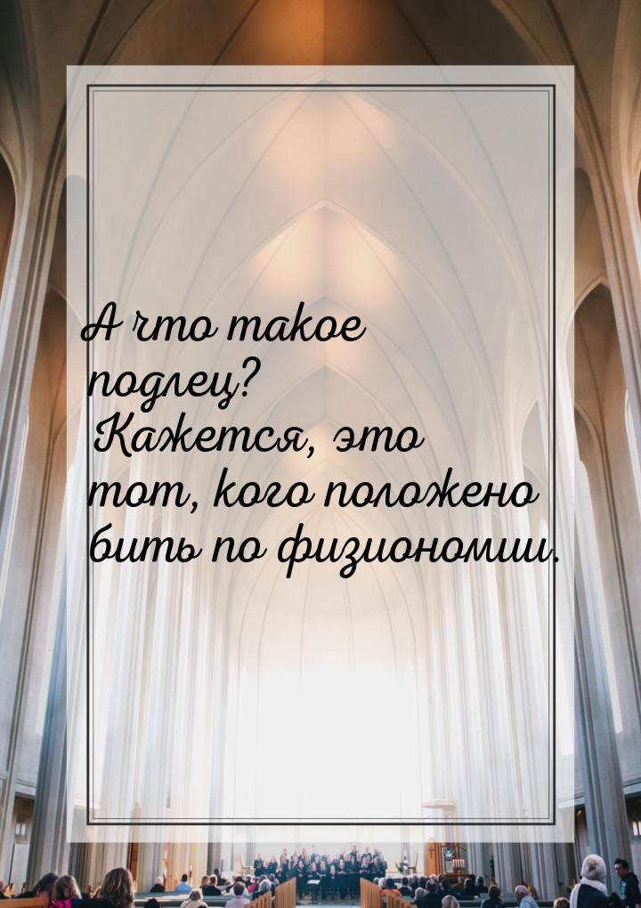 А что такое подлец? Кажется, это тот, кого положено бить по физиономии.