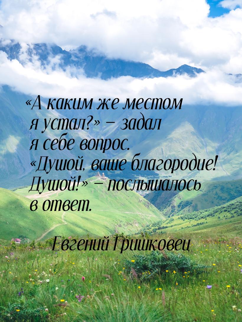 А каким же местом я устал?  задал я себе вопрос. Душой, ваше б