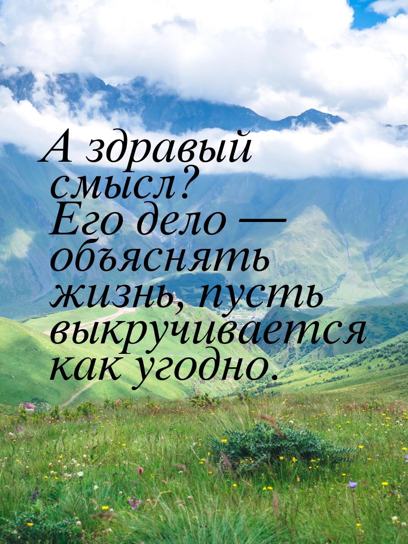 А здравый смысл? Его дело — объяснять жизнь, пусть выкручивается как угодно.