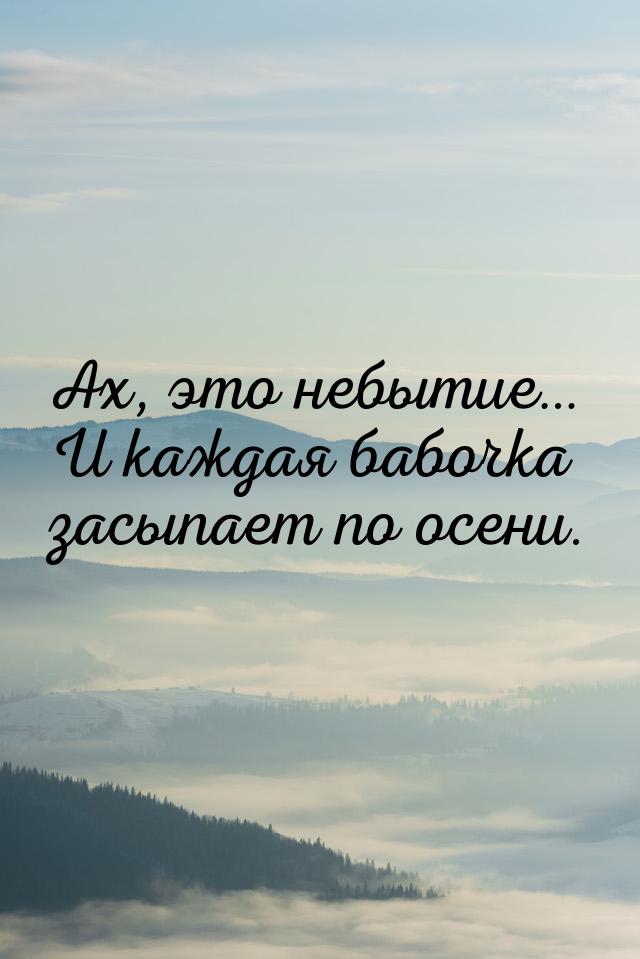 Ах, это небытие… И каждая бабочка засыпает по осени.