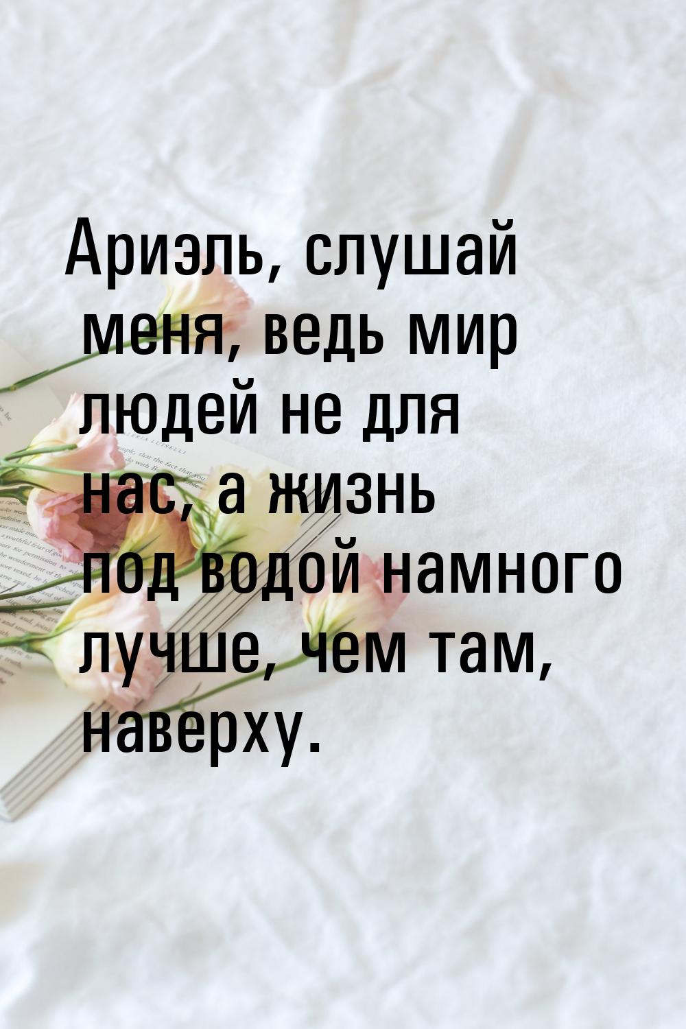 Ариэль, слушай меня, ведь мир людей не для нас, а жизнь под водой намного лучше, чем там, 