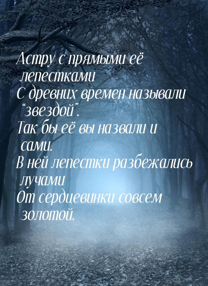 Астру с прямыми её лепестками С древних времен называли “звездой”. Так бы её вы назвали и 