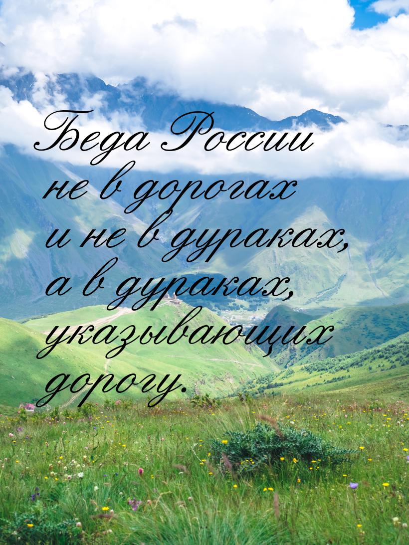 Беда России не в дорогах и не в дураках, а в дураках, указывающих дорогу.