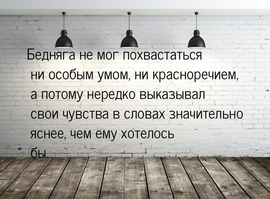 Бедняга не мог похвастаться ни особым умом, ни красноречием, а потому нередко выказывал св