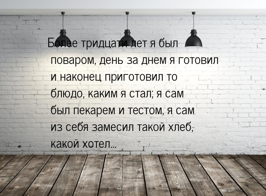 Более тридцати лет я был поваром, день за днем я готовил и наконец приготовил то блюдо, ка