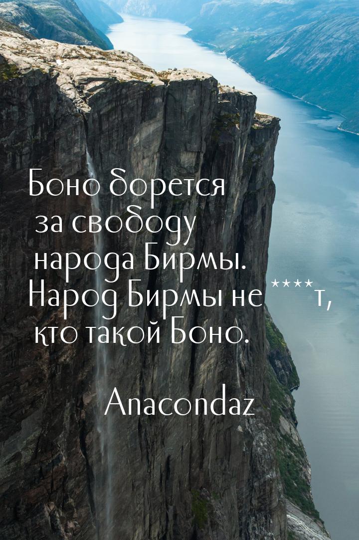 Боно борется за свободу народа Бирмы. Народ Бирмы не ****т, кто такой Боно.
