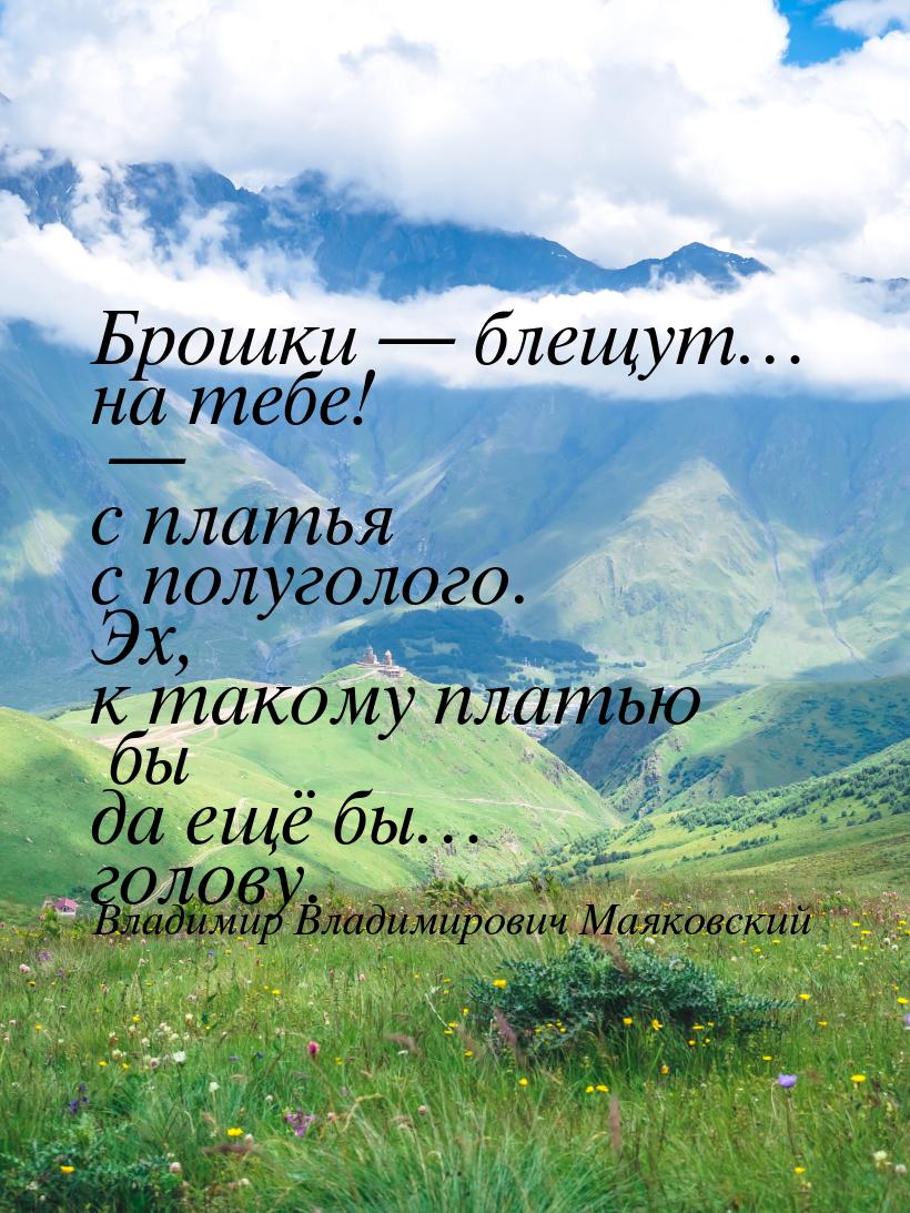 Брошки — блещут… на тебе! — с платья с полуголого. Эх, к такому платью бы да ещё бы… голов