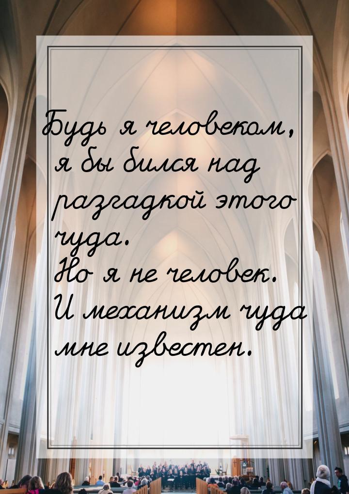 Будь я человеком, я бы бился над разгадкой этого чуда. Но я не человек. И механизм чуда мн