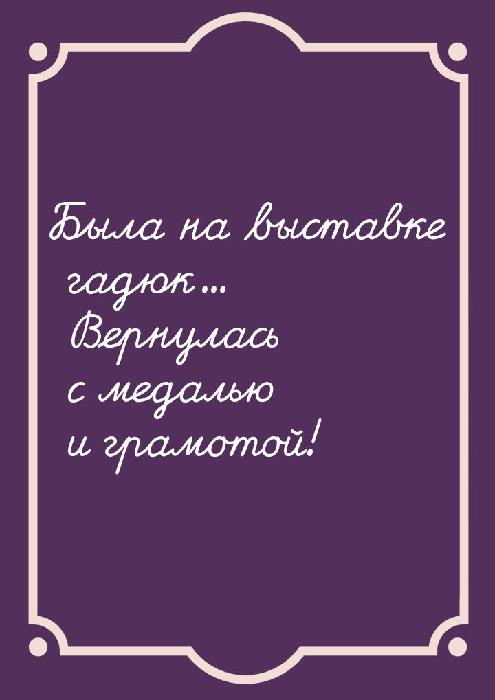 Была на выставке гадюк... Вернулась с медалью и грамотой!