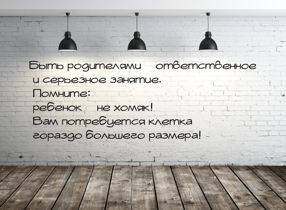 Быть родителями – ответственное и серьезное занятие. Помните: ребенок – не хомяк! Вам потр