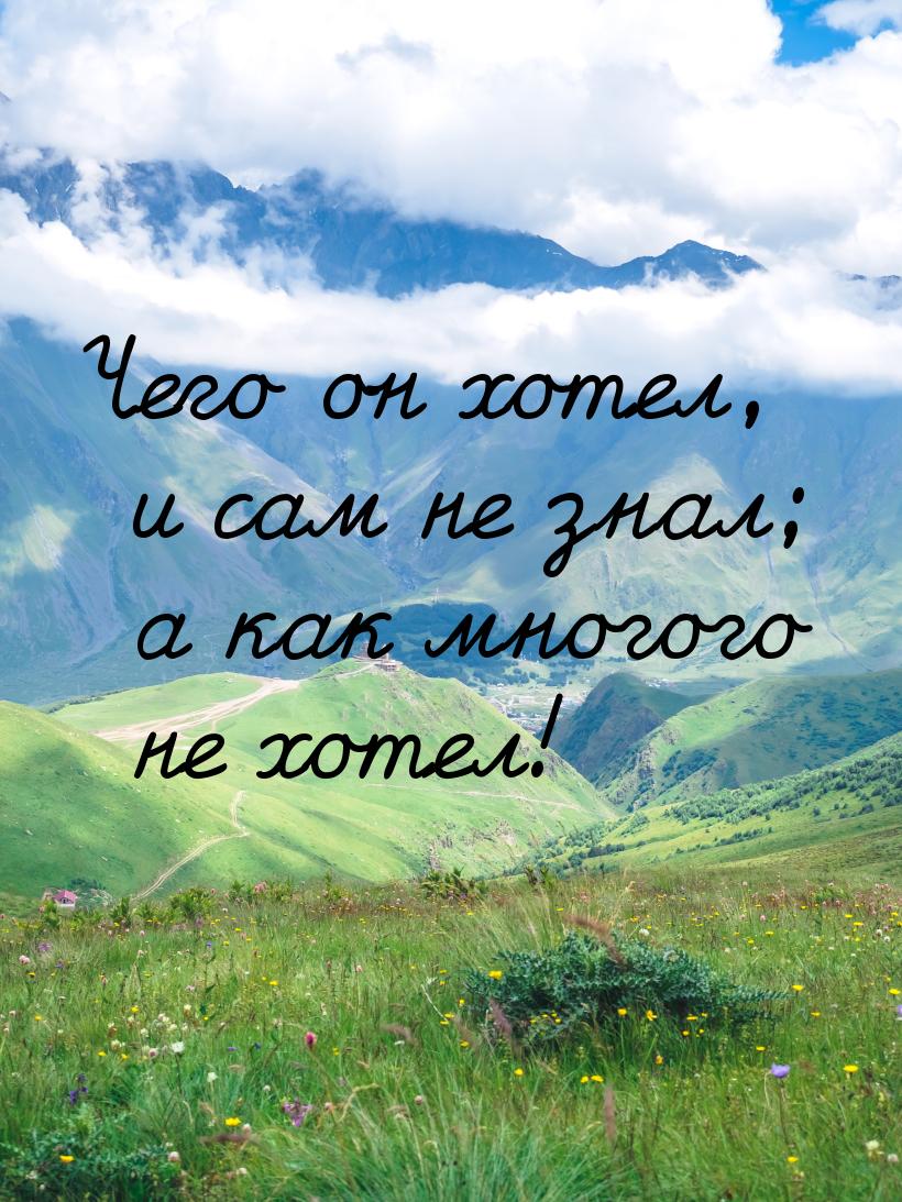 Чего он хотел, и сам не знал; а как многого не хотел!