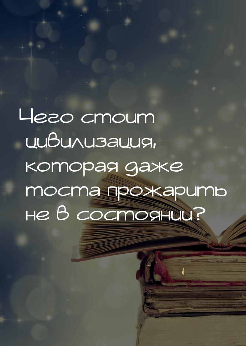 Чего стоит цивилизация, которая даже тоста прожарить не в состоянии?