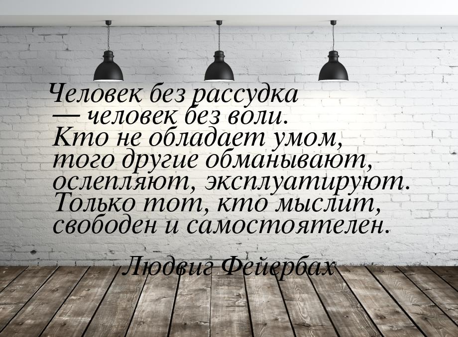 Человек без рассудка — человек без воли. Кто не обладает умом, того другие обманывают, осл