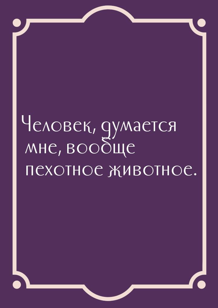 Человек, думается мне, вообще пехотное животное.