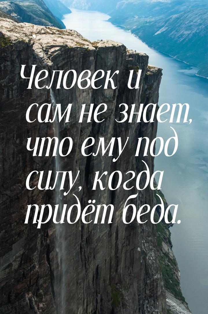 Человек и сам не знает, что ему под силу, когда придёт беда.