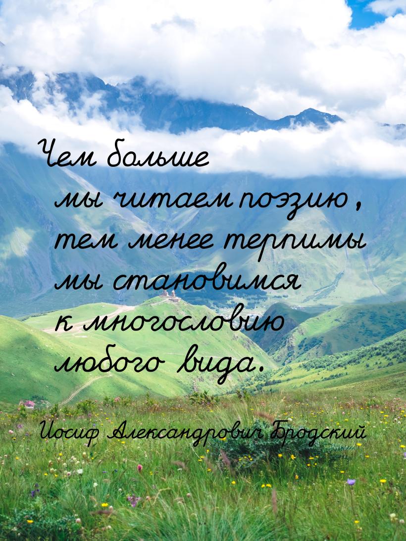 Чем больше мы читаем поэзию, тем менее терпимы мы становимся к многословию любого вида.