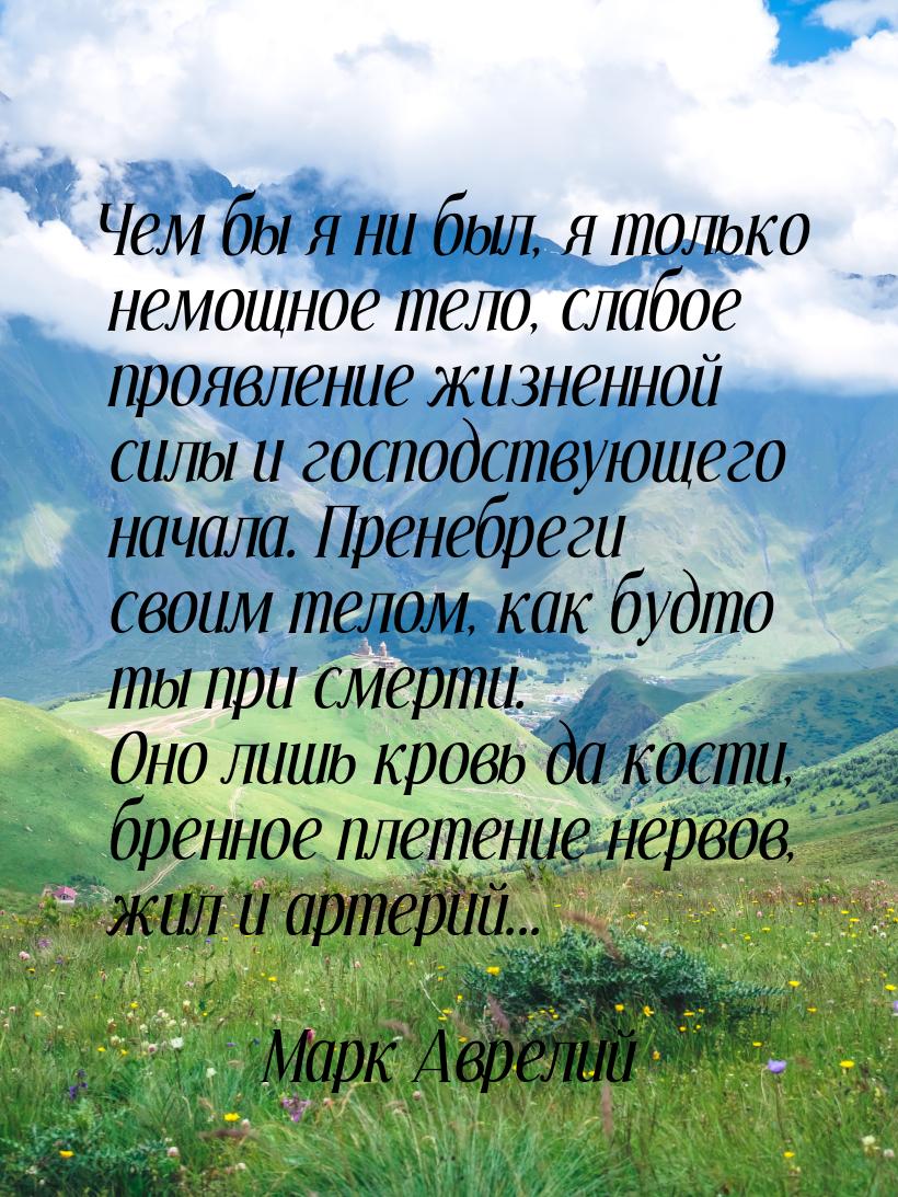 Чем бы я ни был, я только немощное тело, слабое проявление жизненной силы и господствующег