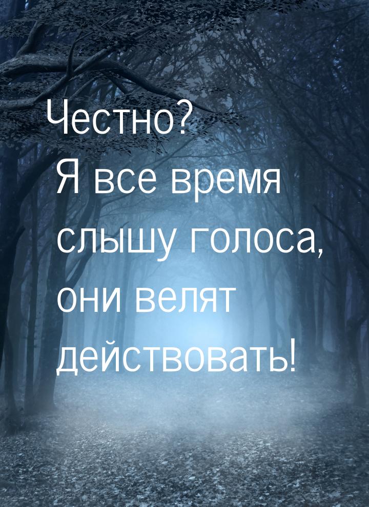 Честно? Я все время слышу голоса, они велят действовать!