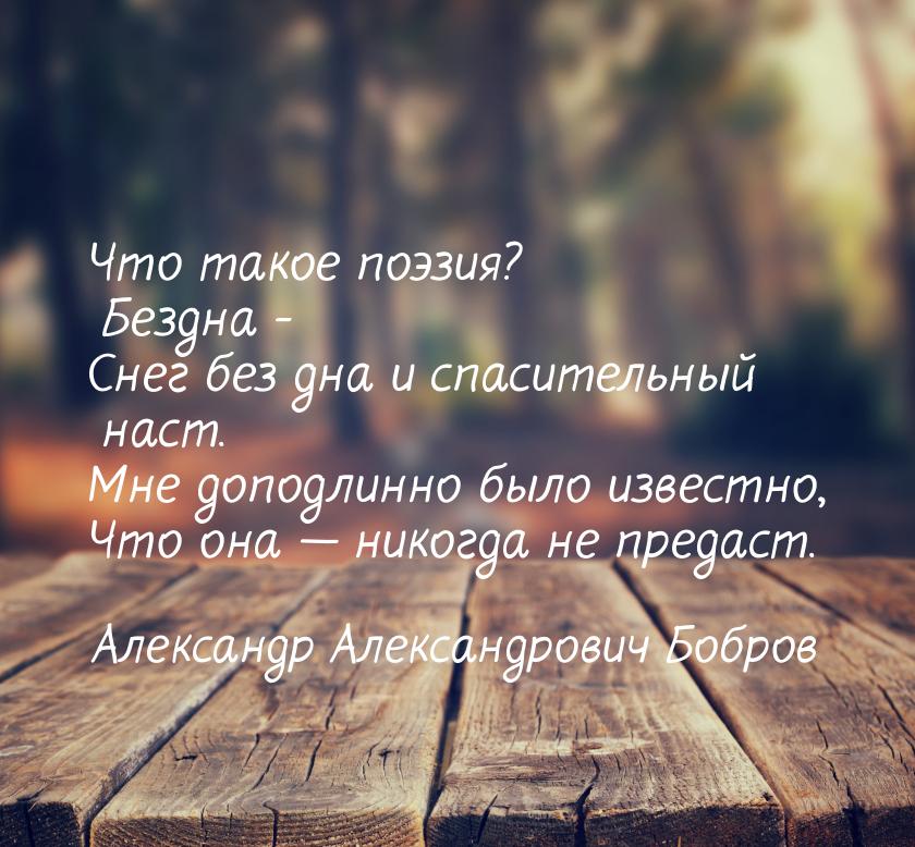 Что такое поэзия? Бездна - Снег без дна и спасительный наст. Мне доподлинно было известно,