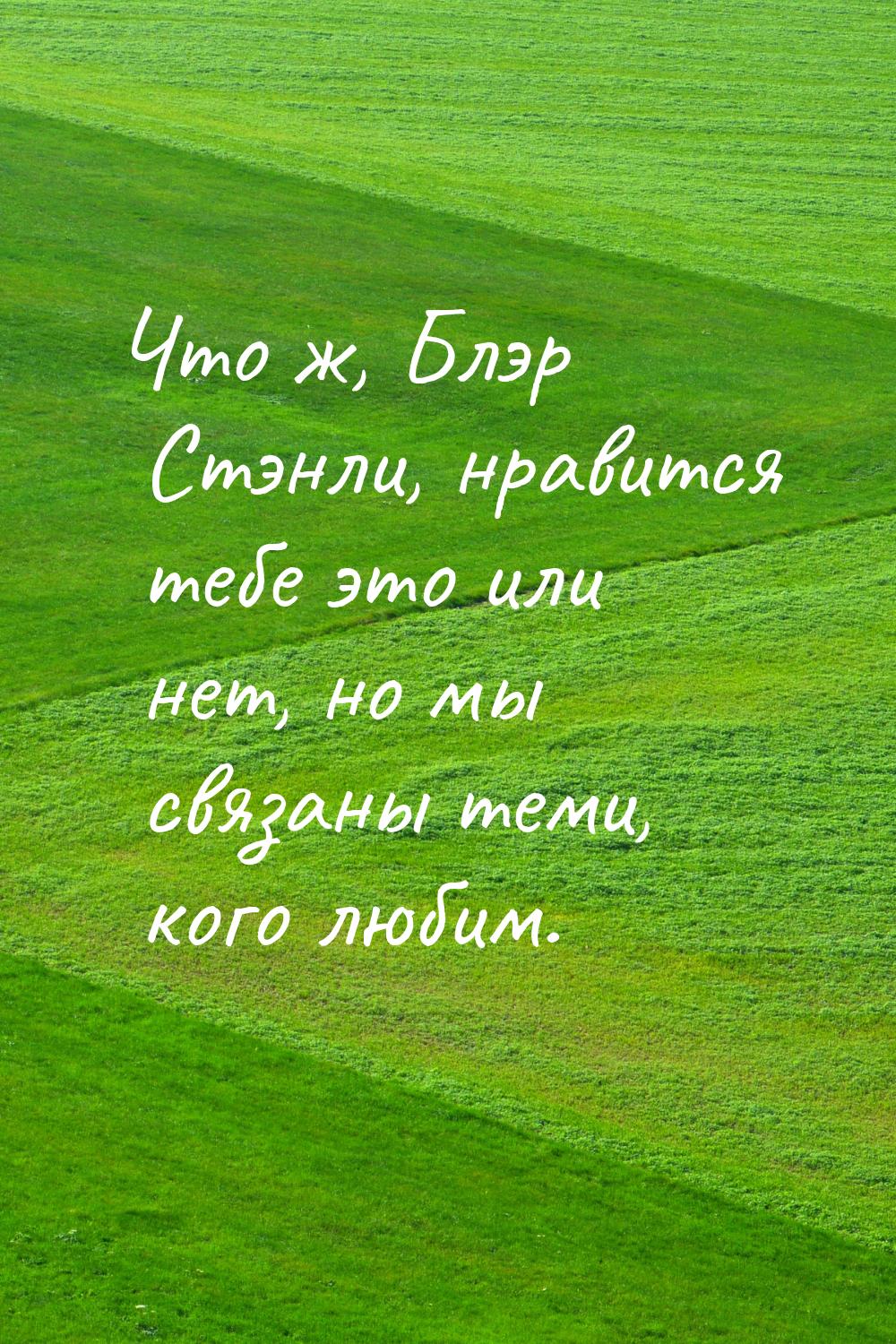 Что ж, Блэр Стэнли, нравится тебе это или нет, но мы связаны теми, кого любим.