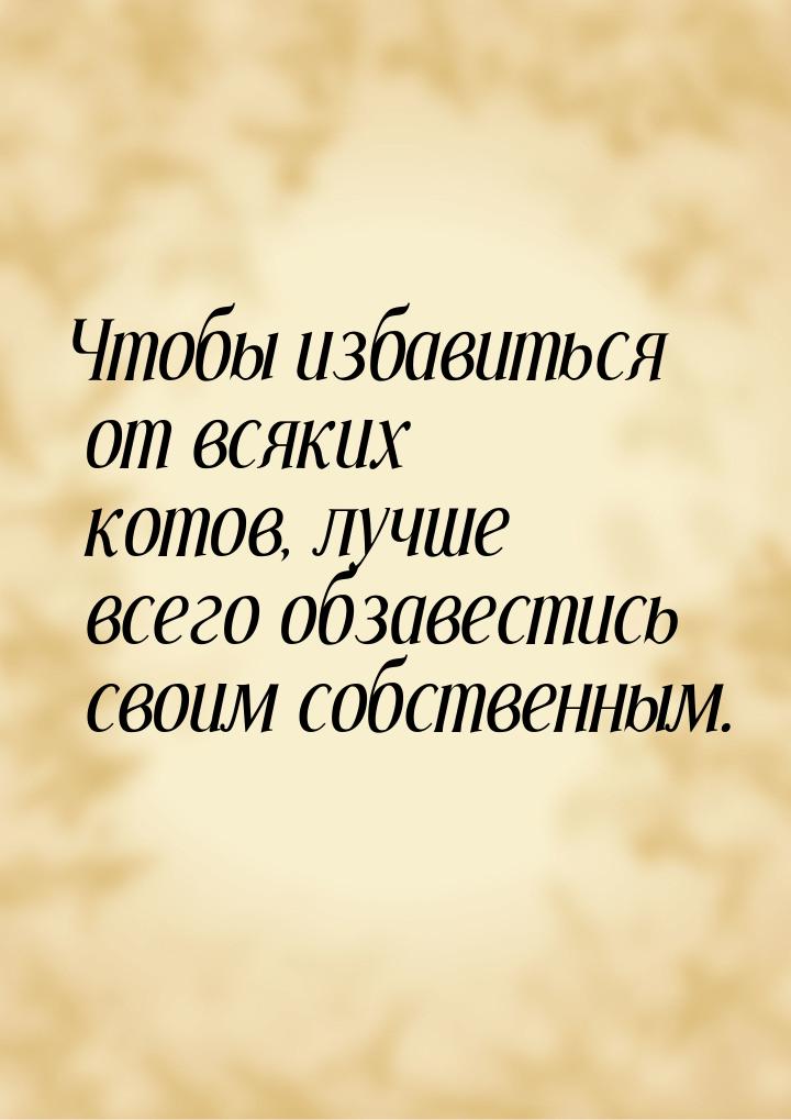 Чтобы избавиться от всяких котов, лучше всего обзавестись своим собственным.