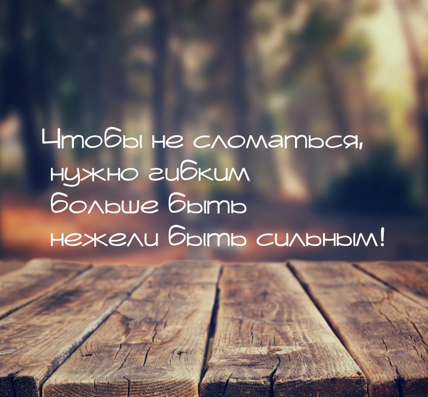 Чтобы не сломаться, нужно гибким больше быть — нежели быть сильным!