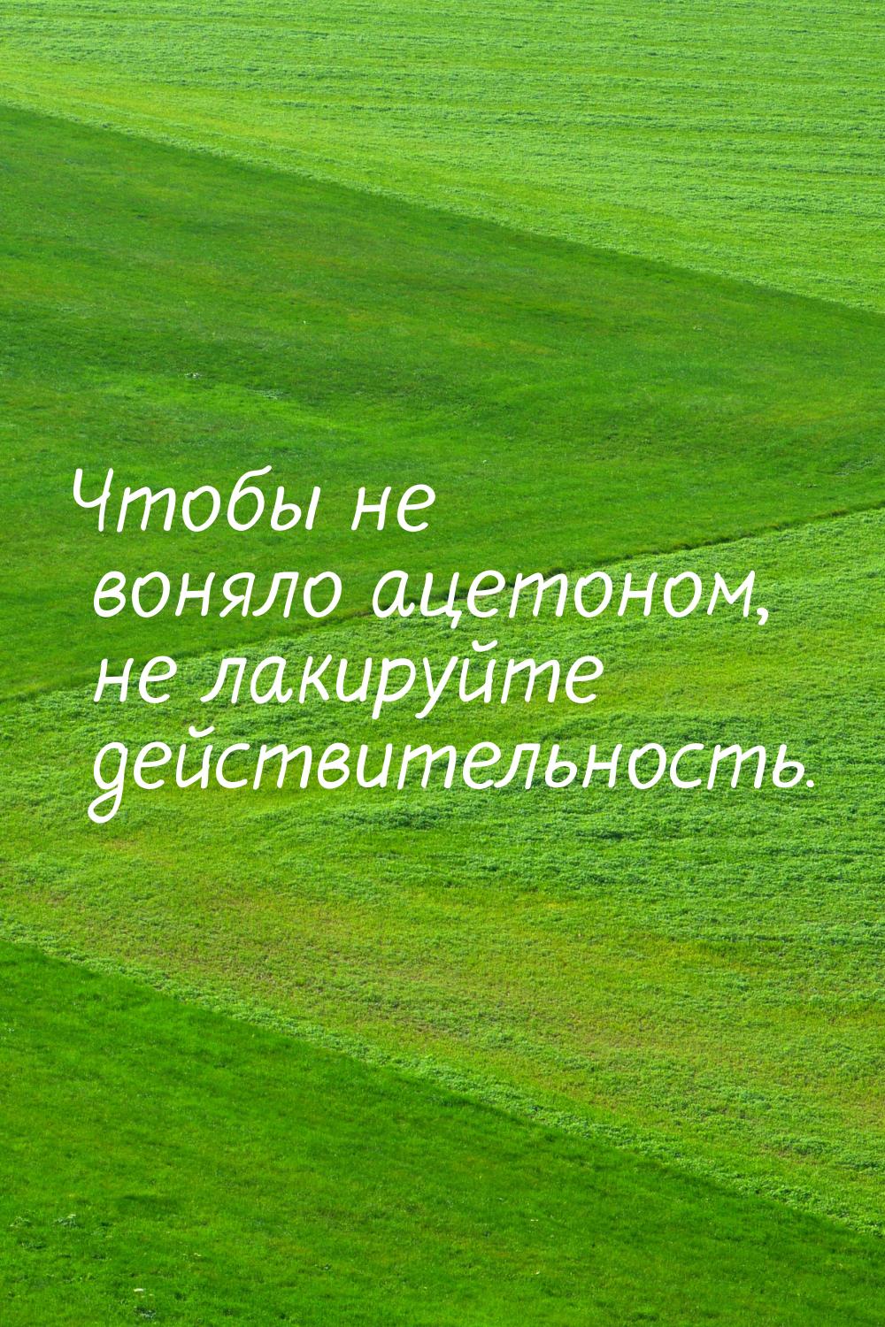 Чтобы не воняло ацетоном, не лакируйте действительность.