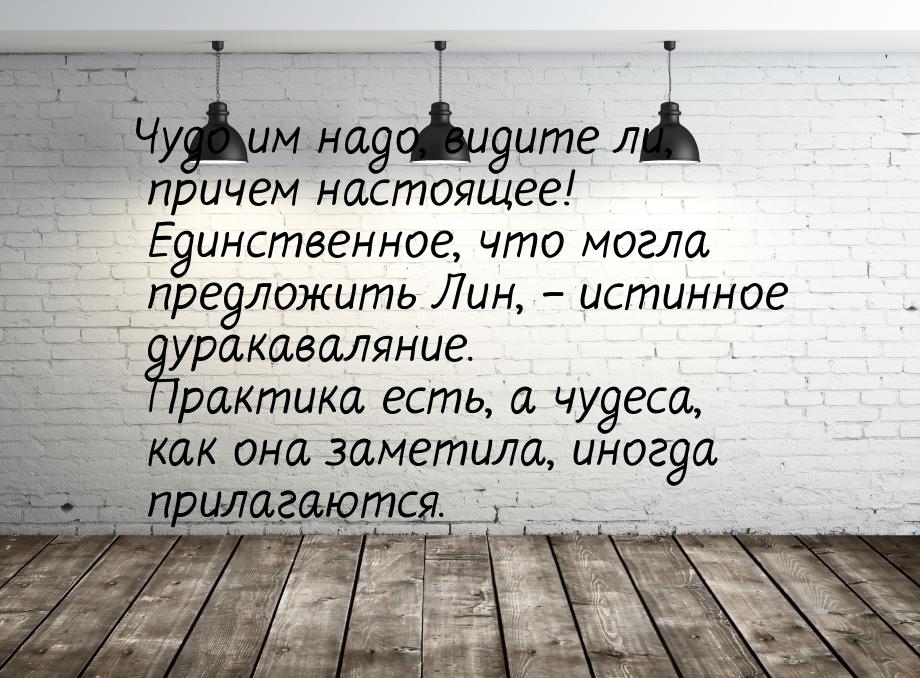 Чудо им надо, видите ли, причем настоящее! Единственное, что могла предложить Лин, – истин