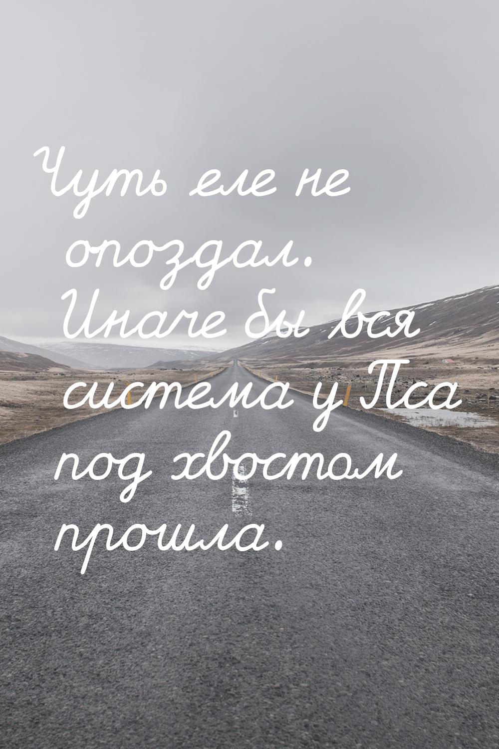 Чуть еле не опоздал. Иначе бы вся система у Пса под хвостом прошла.