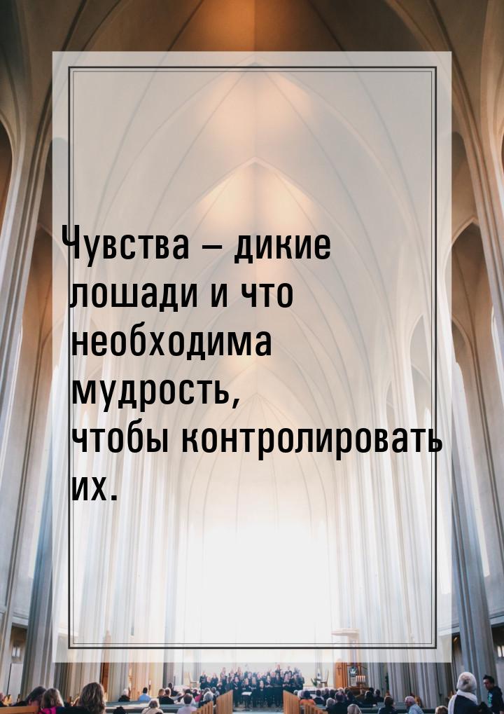 Чувства – дикие лошади и что необходима мудрость, чтобы контролировать их.