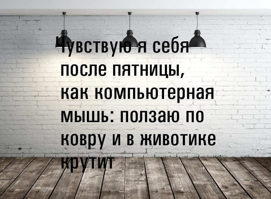 Чувствую я себя после пятницы, как компьютерная мышь: ползаю по ковру и в животике крутит