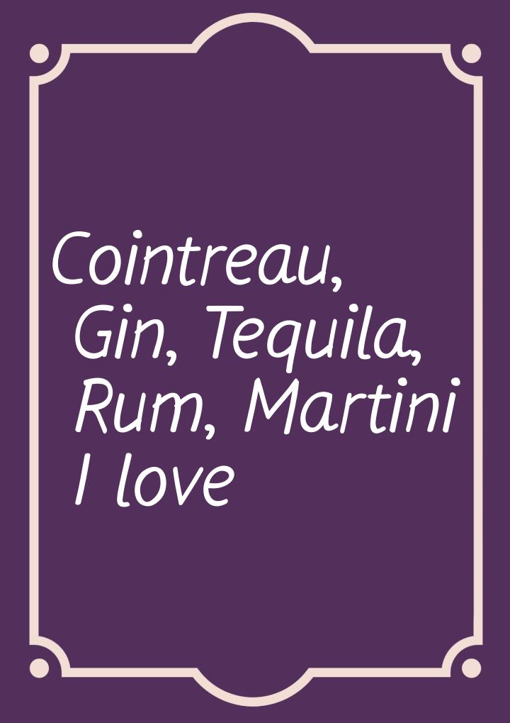 Cointreau, Gin, Tequila, Rum, Martini I love