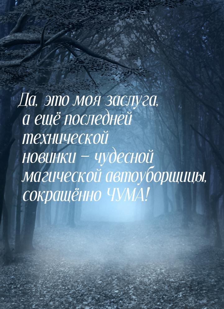 Да, это моя заслуга, а ещё последней технической новинки  чудесной магической автоу