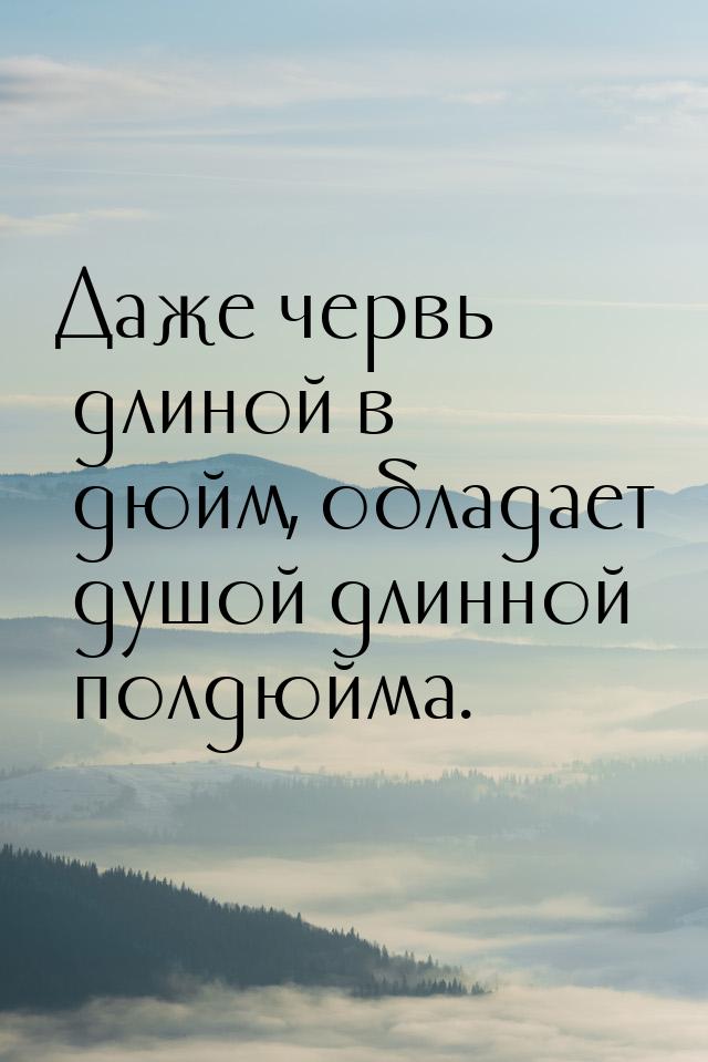 Даже червь длиной в дюйм, обладает душой длинной полдюйма.