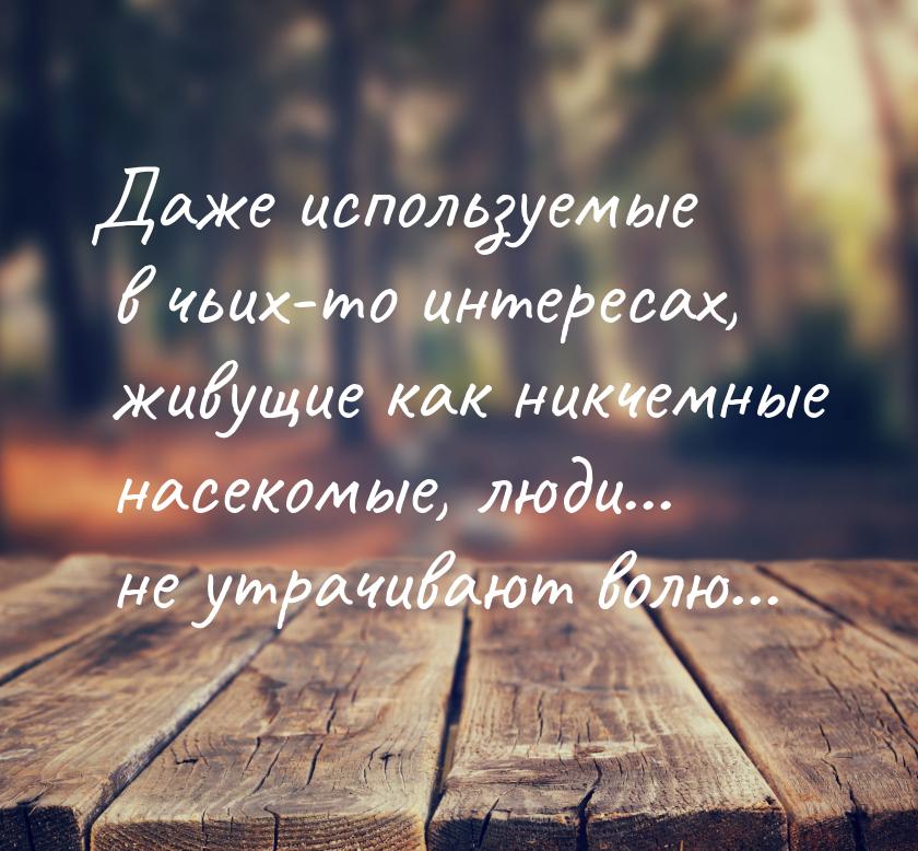 Даже используемые в чьих-то интересах, живущие как никчемные насекомые, люди... не утрачив