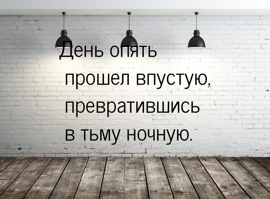 День опять прошел впустую, превратившись в тьму ночную.