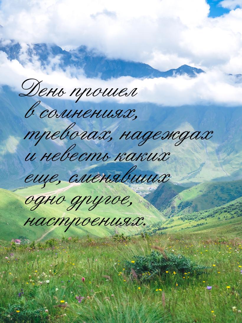 День прошел в сомнениях, тревогах, надеждах и невесть каких еще, сменявших одно другое, на