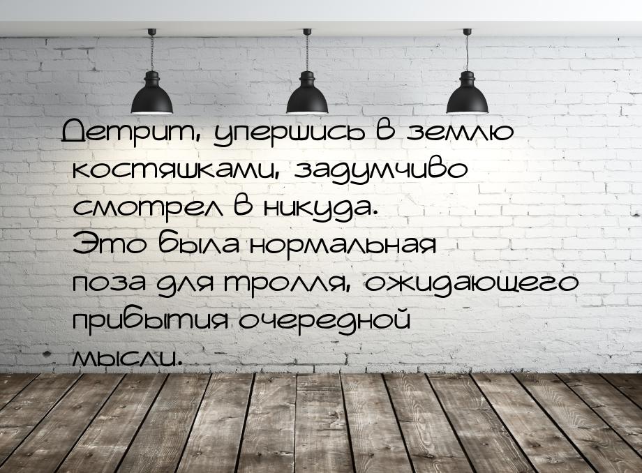 Детрит, упершись в землю костяшками, задумчиво смотрел в никуда. Это была нормальная поза 