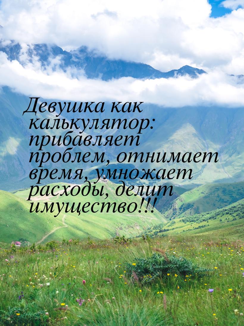 Девушка как калькулятор: прибавляет проблем, отнимает время, умножает расходы, делит имуще