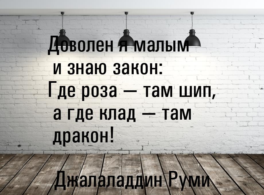 Доволен я малым и знаю закон: Где роза  там шип, а где клад  там дракон!