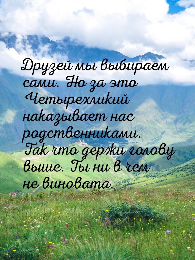 Друзей мы выбираем сами. Но за это Четырехликий наказывает нас родственниками. Так что дер