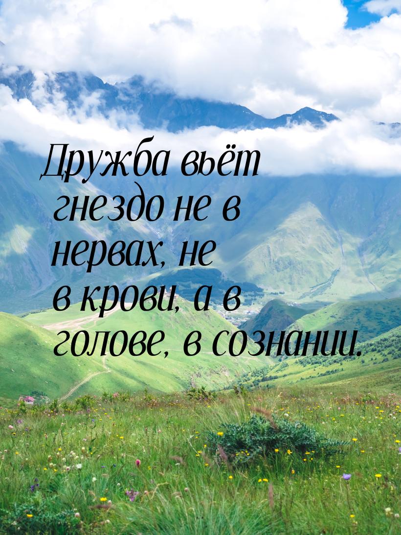 Дружба вьёт гнездо не в нервах, не в крови, а в голове, в сознании.