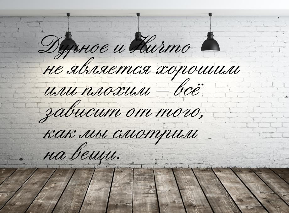 Дурное и Ничто не является хорошим или плохим – всё зависит от того, как мы смотрим на вещ