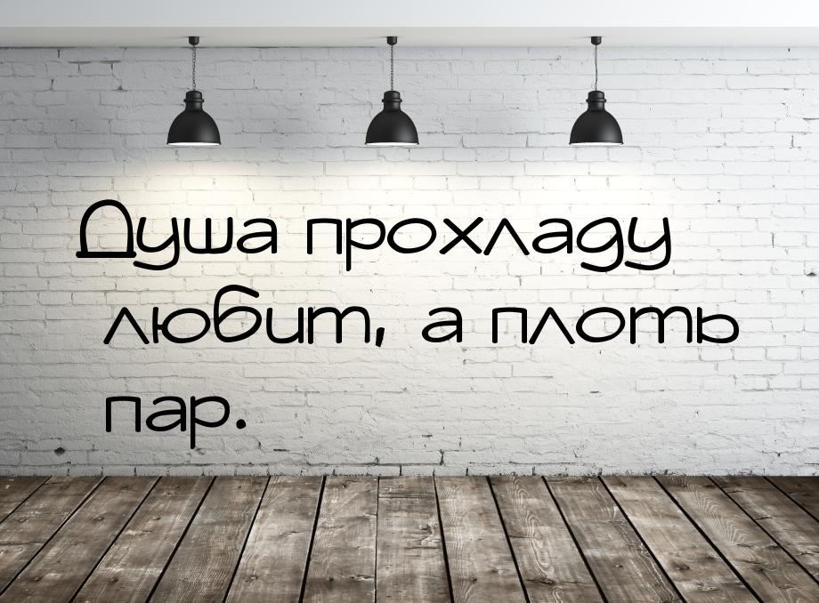 Душа прохладу любит, а плоть пар.